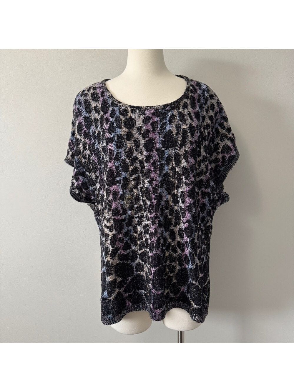 Parkhurst Black and Purple Leopard Print Poncho